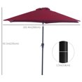 thumbnail image 3 of Outsunny Parasol de Patio Rond en Aluminium de 8,5 Pieds avec Manivelle et Inclinaison, Rouge Vin, 3 of 10