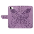 thumbnail image 6 of Dteck Pattern Case for iPhone SE4,Magnetic Leather Butterfly Floral Embossed Flip Case Card Slots Wallet Stand Cover with Wrist Strap for iPhone SE4,Purple, 6 of 7