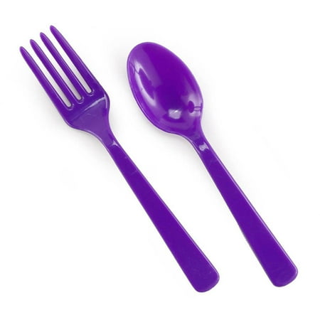- Unique Far East Ltd. Forks And Spoons, Purple, 8Pk