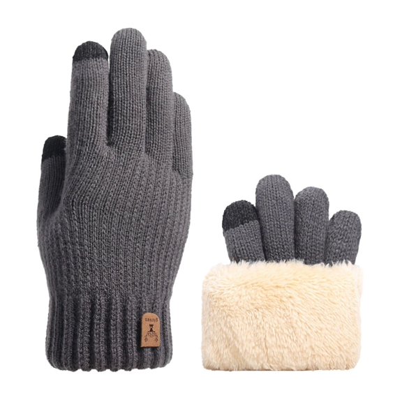 Chuancc Women's Winter Warm Touch Screen Gloves Womens Thermal Cable Knit Wool Fleece Lined Glove for Cold Weather Dark Gray One Size
