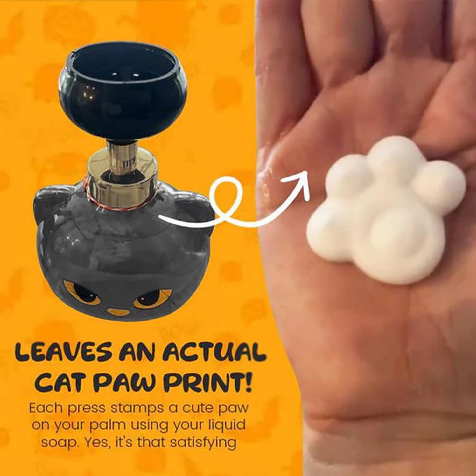 Cute Cat Paw Foam Soap Dispenser, Halloween Black Cat Pawprint Soaps