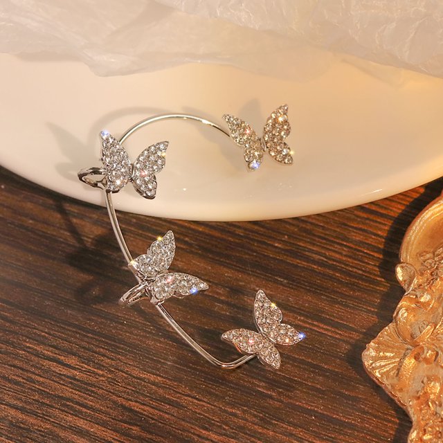 Leodye 1PCS Diamond Non Pierced Ear Clips 1PC Design Women Fashion Party Daily Wear Ear Jewelry Accessory
