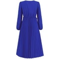 thumbnail image 4 of Pisexur Manches Longues V-cou Robe Mode Femmes V Cou Manches Longues Robes Plissé Femmes Robe sur l'Autorisation, 4 of 8