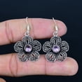 thumbnail image 2 of Pink Kunzite Round Gemstone 925 Sterling Silver Jewelry Earrings 1.77" VJ 5371, 2 of 4