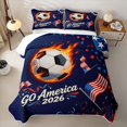 thumbnail image 2 of Manfei Soccer Sports Quilt King,Us Flag King Coverlet Set,White Navy,Go American 2026 Print Decor,3pcs, 2 of 7