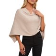 thumbnail image 2 of Women'S Poncho Sweater Slimming Fit Cropped Versatile Shawl Soft Knit Wraps Cowl Neck Short Tops Apricot One size, 2 of 9