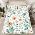thumbnail image 2 of Homewish Orange Groovy Daisy Queen Sheet Sets for Teens, Rustic Farmhouse Plant Flat Sheet, Fashion Leaf Flower Queen Fitted Sheet, Lightweight Room Decor, 4pcs, 2 of 7