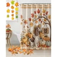 thumbnail image 3 of Fall Dog Pumpkin Shower Curtain Set ，Waterproof Fabric Shower Curtains Maple Leaf Floral Shower Curtains for Bathroom,Bathroom Decor 72"x96", 3 of 7