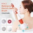 thumbnail image 2 of 4 In 1 Waterproof Electric Bath Brush Multi-Functional Body Cleansing Brush Back Massage Scrubber With 4 Brush Heads Shower Brush With Long Handle, 2 of 7