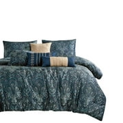 ESCA J22252V Q Murphy Comforter Set, Teal - Queen Size - 7 Piece