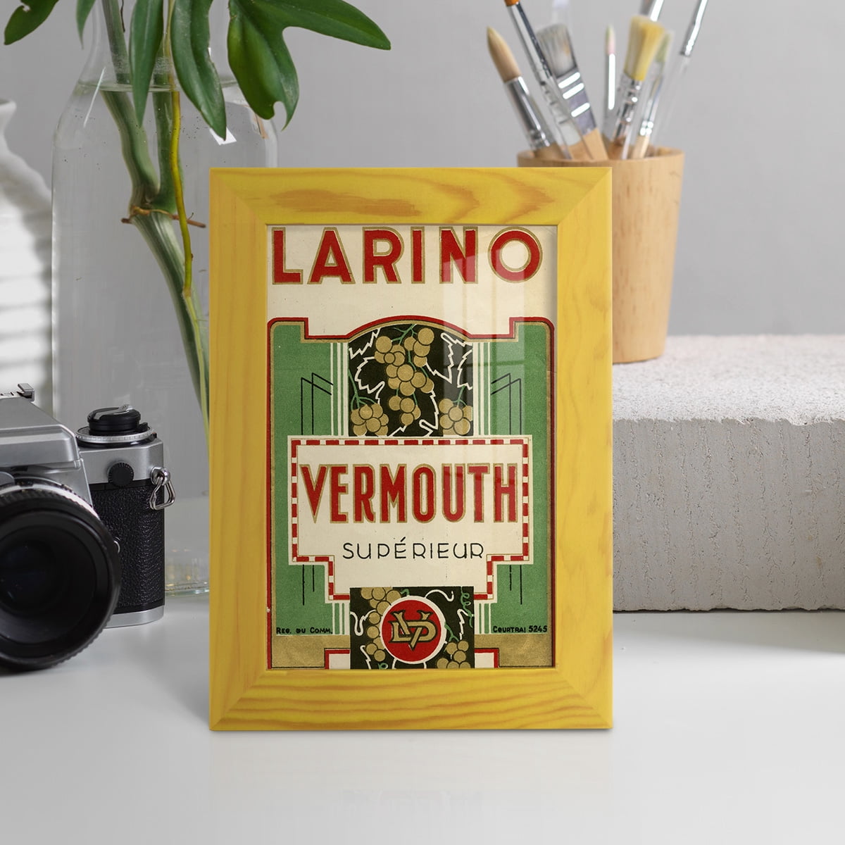 Larino Vermouth -Framed Print w/glass-Sunflower Yellow
