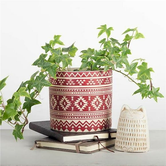 Red & Beige Aztec Pattern Planter