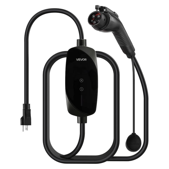 16A Adjustable Level 1 & 2 EV Charger, 25ft Cable, 120V-240V, NEMA 6-20P Plug with 5-15 Adapter, LCD Display, Portable Home Car Charging Station for SAE J1772 Electric Vehicles