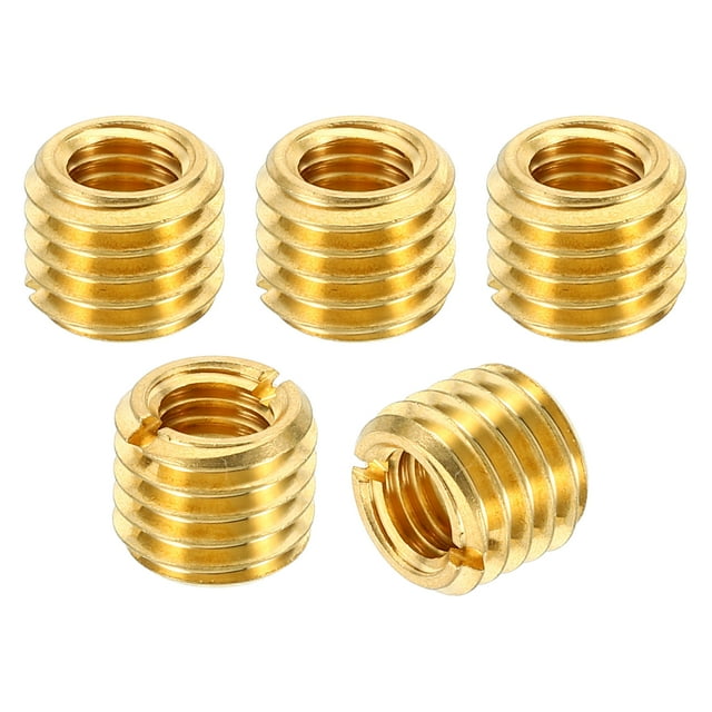 Unique Bargains Laiton Fileté Réparation Insert Écrou, 5 Pcs M12x1.75 à M8x1.25 Manchon Fileté Réducteur de Vis Écrou 10mm