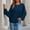 #0185-Blue, variant on Ounisa Women's Oversized Crewneck Sweater Batwing Puff Long Sleeve Cable Slouchy Pullover Jumper Tops