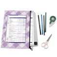 thumbnail image 5 of Lilac-white Plaid Pattern 3-Ring Binder Pouches A4 Size Zipper Pocket File Storage 2 Packs, 5 of 6