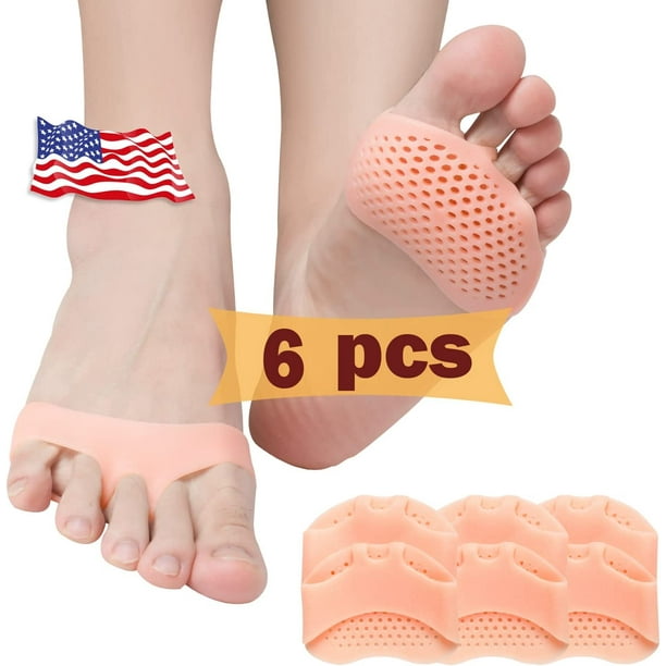 Almohadillas metatarsianas, almohadilla plantar de gel (6 piezas) nuevo material, cojín de gel para pies, transpirable y cómodo, alivia el dolor plantar, para hombres y mujeres