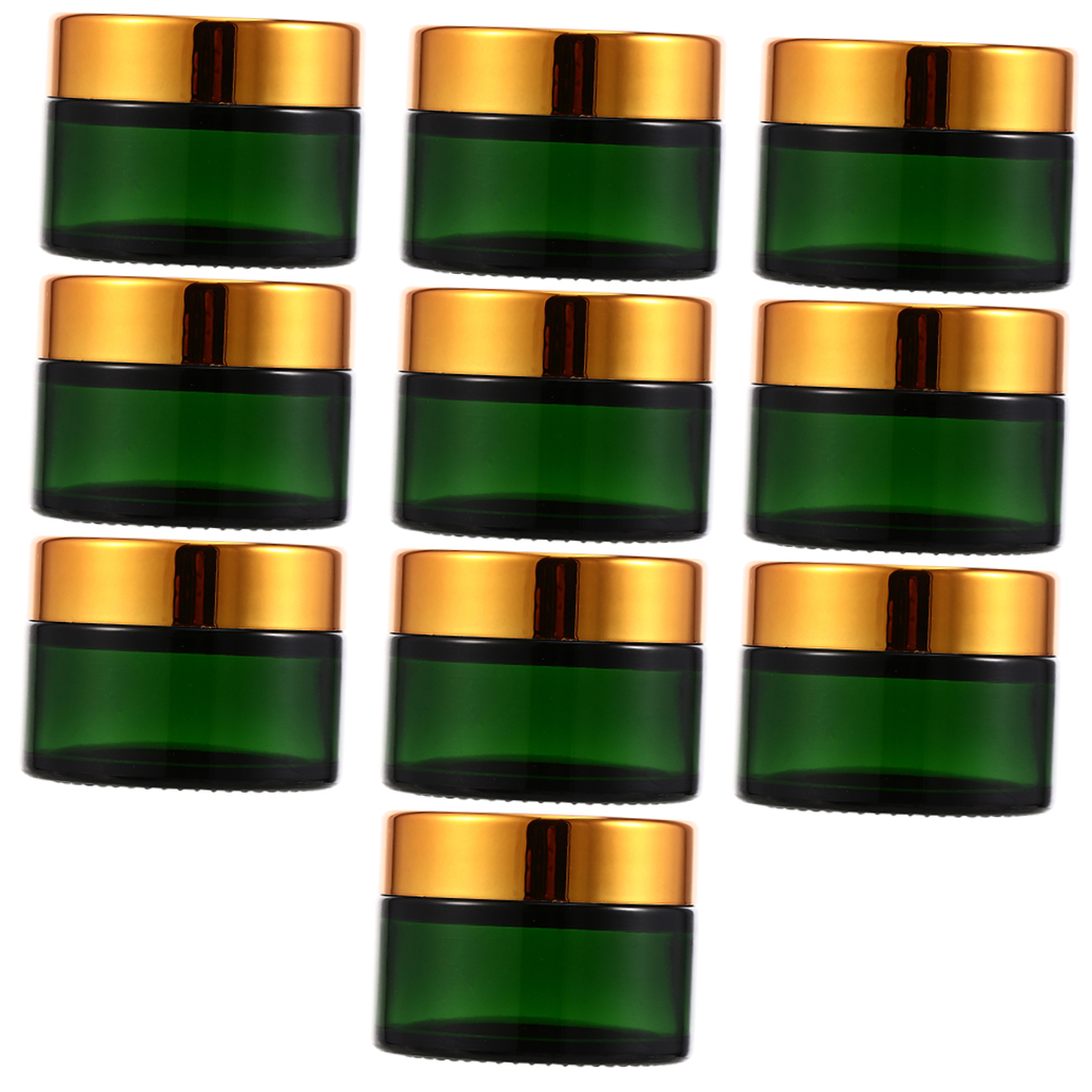 IBASETOY 10pcs Reusable Green Glass Containers for Storage Leak Proof Compact Size Travel Friendly