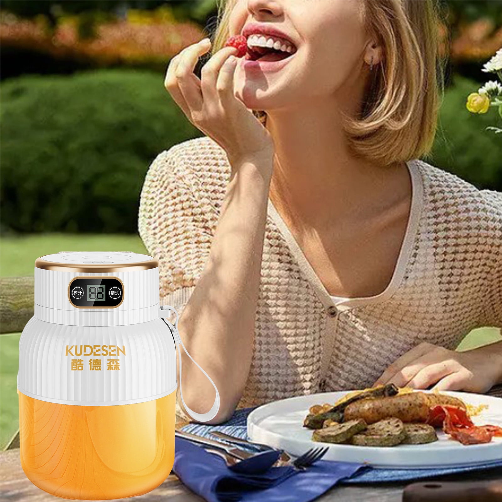 Inerposs Portable Blender, USB Rechargeable Juicer, Handheld Fruit Juicer, 10 Blades Personal Smoothie Maker, Ideal for Travel, Sports, Outdoor Activities