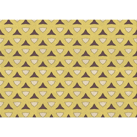 Ahgly Company Machine Washable Indoor Rectangle Transitional Bold Yellow Area Rugs, 2' x 5'