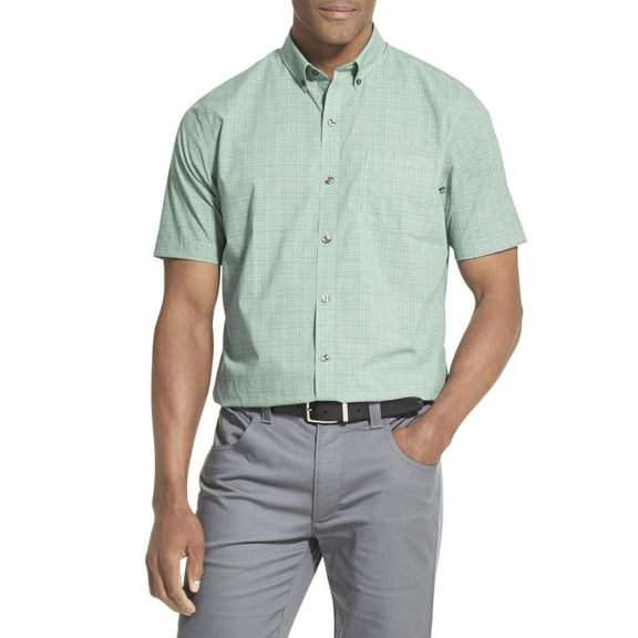 Mens Forever Blue Stripe Air Classic Fit Short Sleeve Button-Down Shirt S