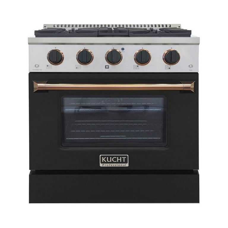Kucht Professional 30-in 4 Burners 4.2-cu ft Convection Oven Freestanding GAS Range/Propane GAS - KNG301-W-K, Gold / Black / Natural GAS