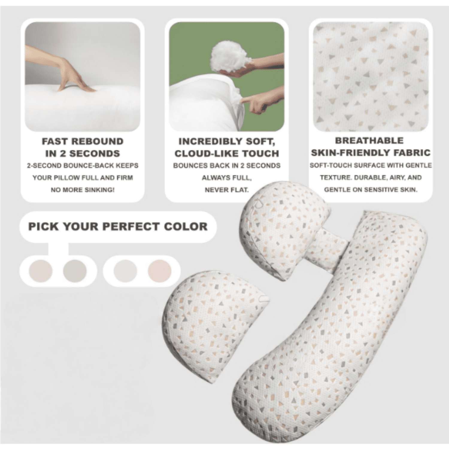 Pregnancy Pillow for Women - Maternity Pillow for Back Pain Relief & Full Body Support, Soft Sleeping Pillow with Removable Cover for Side Sleepers and Pregnancy
