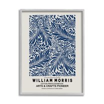 Stupell Industries Blue Floral Leaves Botanical Pattern Exhibition Flyer Framed Wall Art, 11 x 14, Design by Ros Ruseva