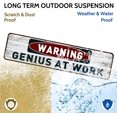 thumbnail image 5 of Funny Warning Genius At Work Sign Wall Decor Retro Metal Dorm Room Vintage Tin Sign 4" by 16", 5 of 5