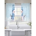thumbnail image 5 of Light Blue Christmas Sheer Curtains 54 Inches Long 2 Panels Snowman with Cap Xmas Snowflake Light Filtering Semi Sheer Window Curtains Drapes for Bedroom Living Room 52"x54"x2, 5 of 7