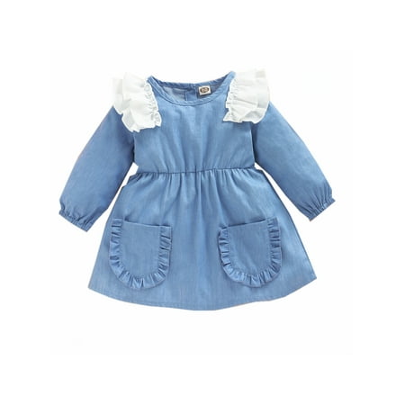 

PBaeM Baby Girl s Cute Ruffle Lantern Sleeve A-Line Dress Sizes 3-24M
