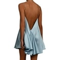 thumbnail image 4 of ITFABS Women’s Solid Color Hollow V-neck Chain Suspender A-line Short Dress, 4 of 6