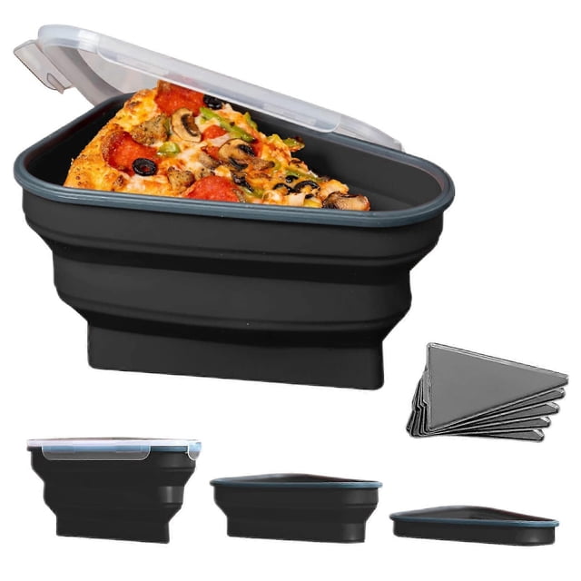 Portable Foldable Triangle Pizza Packed Lunch Box Kitchen Tool Storage Container Silicone Slicer
