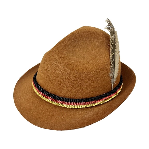 EliteGoogv Unisex Bavarian Hat Oktoberfest Alpine Felt Hat Traditional Tyrolean Party Hat Festival Headwear for Adults