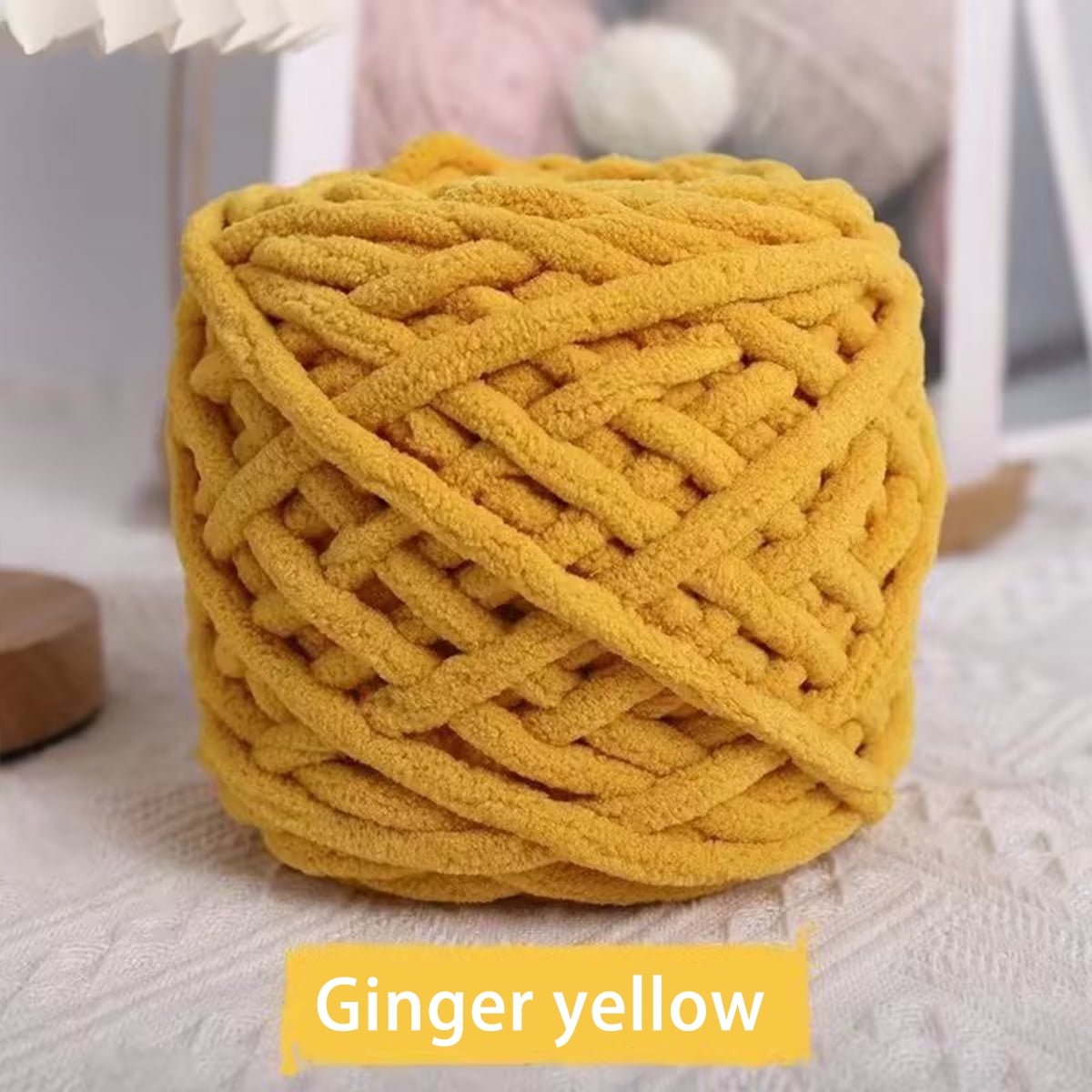 Tikeitoo Chunky Knitting Yarn 4-Pack - #6 Super Bulky Soft Tube Chenille Yarn for Arm Knitting & Crochet - Make Blankets & Scarves - 400g Total