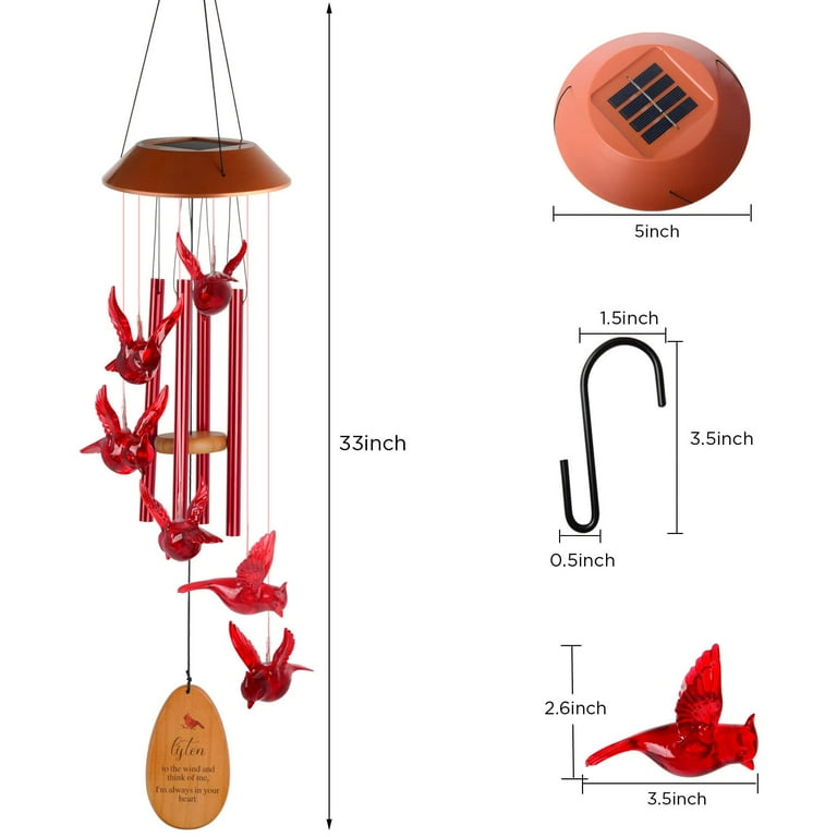 Cpdd Cardinal Bird String Light Wind Chimes Birthday Gifts For Mom Grandma Gifts Gardening Gifts Solar Wind Chimes Birthday Gift Mom From Daughter Bir