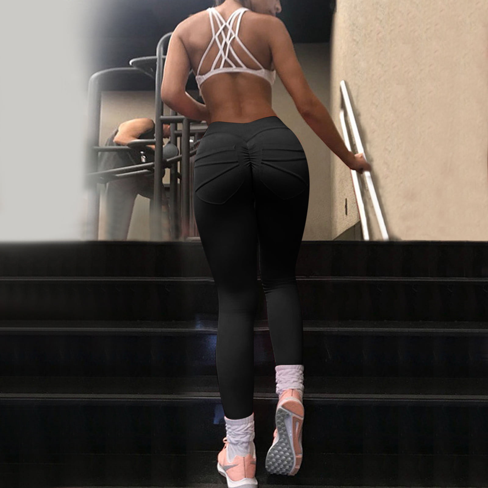 Workout Leggings for Women Ladies Fitness Stretch Yoga Pant Black L 