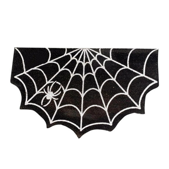 XinganshangM Spider-Web Welcome Doormat Outdoor-Entrance - Half-Circle-Door-Mat Non- Dark Artifical Coir Mats Halloween Decor