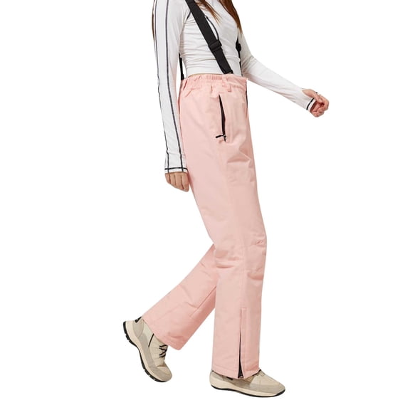 AWZXDE Womens Two Piece Ski Suit Winter Outdoor Sports Warm Windproof Snowsuit Color Block Jumpsuits Jackets Fit Outdoor Light Pink,L