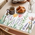 thumbnail image 3 of Spring Tulip Placemats Set of 4, Country Pink Orange Purple Flower Green Leaf Non-Slip Place Mats Washable Table Mats for Kitchen Dining Table Decorations Indoor/Outdoor, 3 of 9