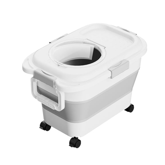 Yucurem 33 lb Dog Food Storage Container with Wheels & Lids, Foldable Pet Food Storage Bin, Airtight Rice Cereal Storage Bucket with Measuring Cup
