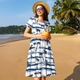 thumbnail image 4 of Naloa Retro Coconut Tree Print Womens Summer A-Line Dress with Pockets,Short Sleeve Dresses,Flowy Beach Swing Dress for Vacation Travel, 4 of 6