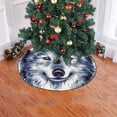 thumbnail image 2 of FMSHPON Blue Wild Wolf Xmas Christmas Tree Skirt Stand Mat for Holiday Party Decoration Indoor Outdoor 36 inches, 2 of 3