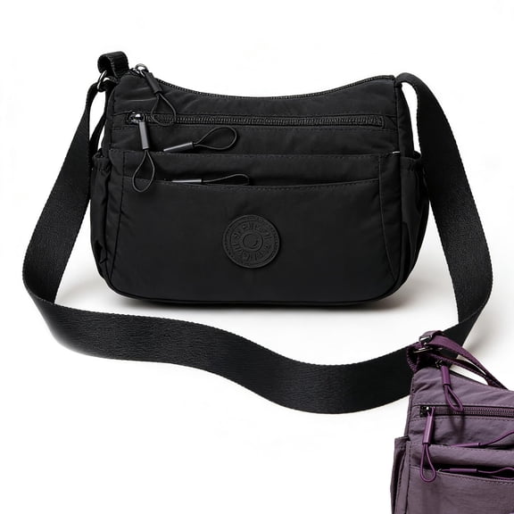 Lightweight Multi-pocket Zipper Crossbody Bag, Large Capacity Nylon Travel Purse & Women’s Everyday Shoulder Bag