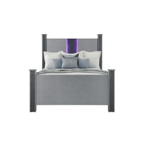 Logan Silver Wood Queen Bed with LED and Speakers