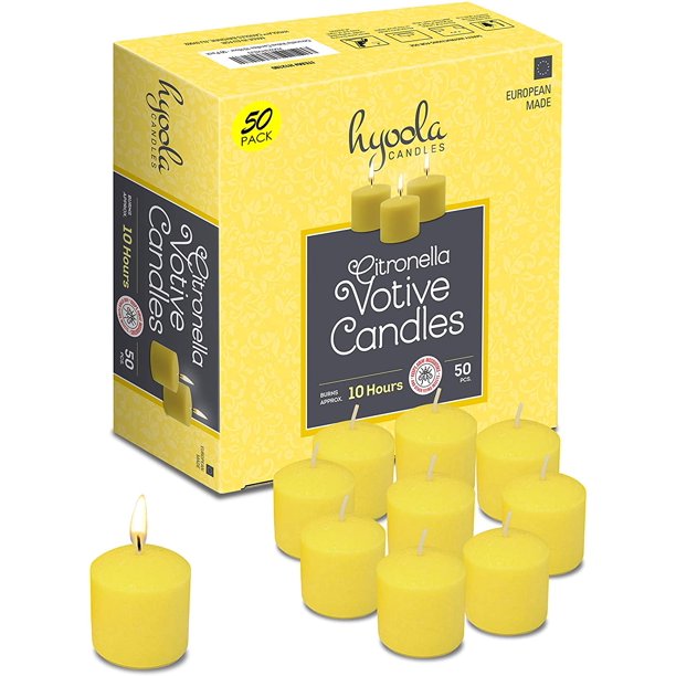 Hyoola, 10 Hour Yellow Citronella Scented Votive Candles Indoor and
