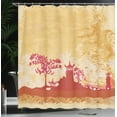 thumbnail image 4 of Ambesonne Floral Shower Curtain, Far Eastern Scenery View, 69"Wx70"L, Persian Orange and Pink, 4 of 5