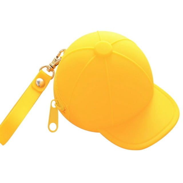 Mini Coin Case Creative Baseball Change Purse Silicone Zipped Wallet Cartoon Candy Color Handbag Waterproof Clutches (Yellow)