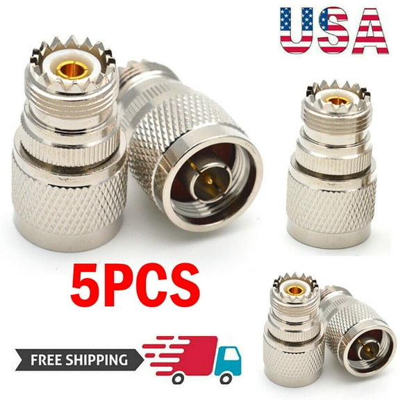 5PCS N-Type Male Plug to SO-239 UHF Female Jack RF Adapter Barrel Connector USA