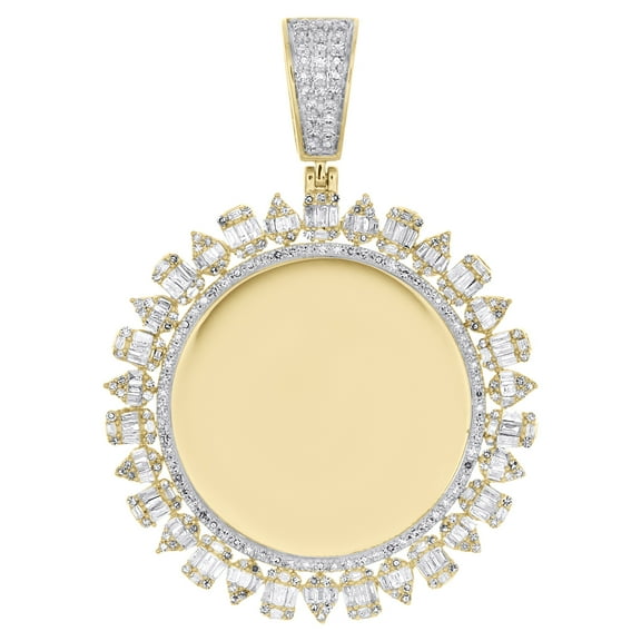 10K Yellow Gold Diamond Men's Teardrop & Rectangle Memory Frame Pendant 1.33 CT